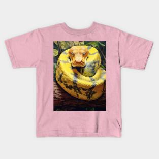 Serpentine Beauty: Oil Paint Hyperrealism - Amazing Zoo Anaconda Kids T-Shirt